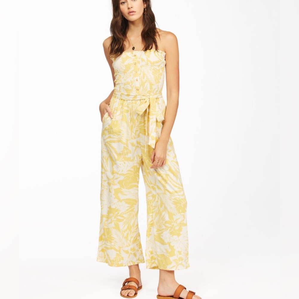 😎 Billabong Foward Feelings Jumpsuit Vintage Yellow